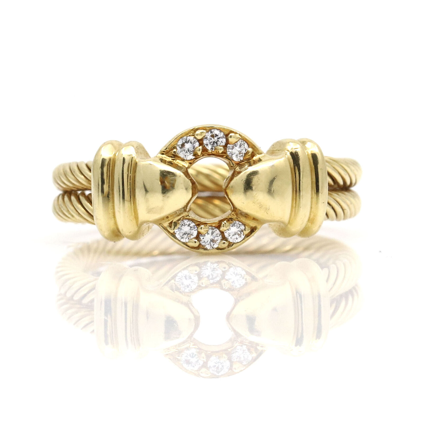 Philippe Charriol Diamond Cable Ring in 18k Yellow Gold Size 6