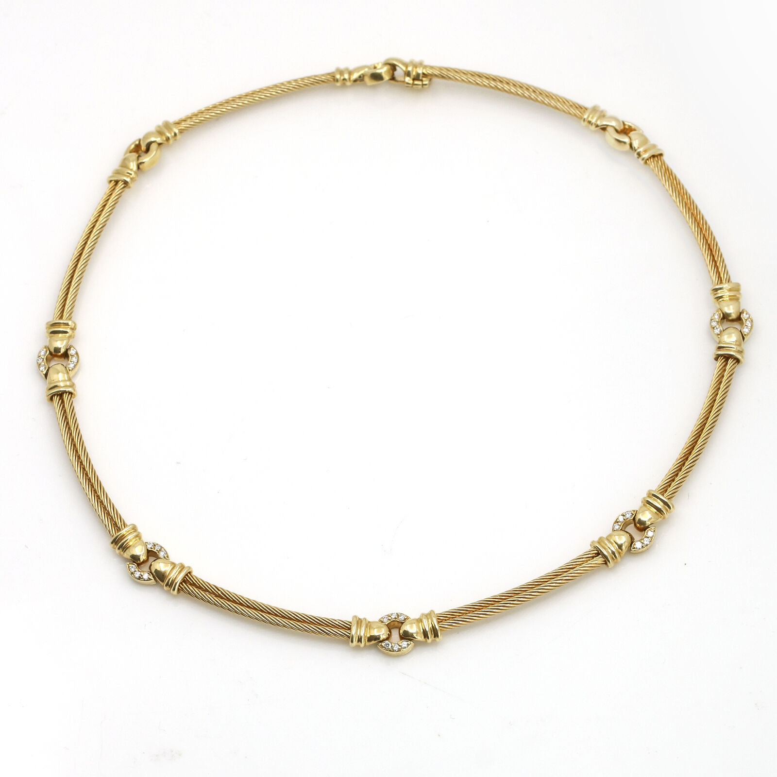 Charriol Diamond Cable Choker Necklace in 18k Yellow Gold
