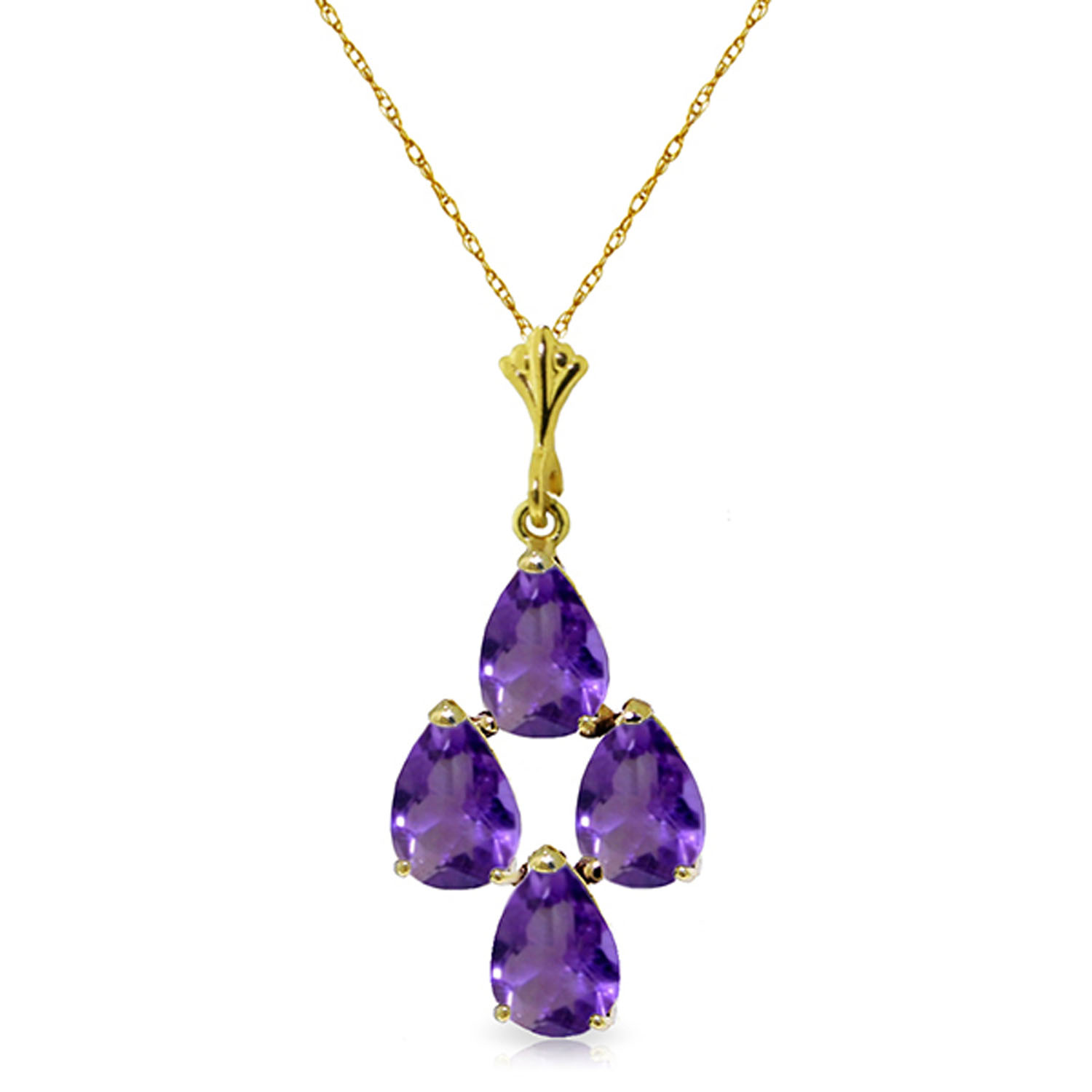 1.5 CTW 14K Solid Gold Sense And Sensations Amethyst Necklace