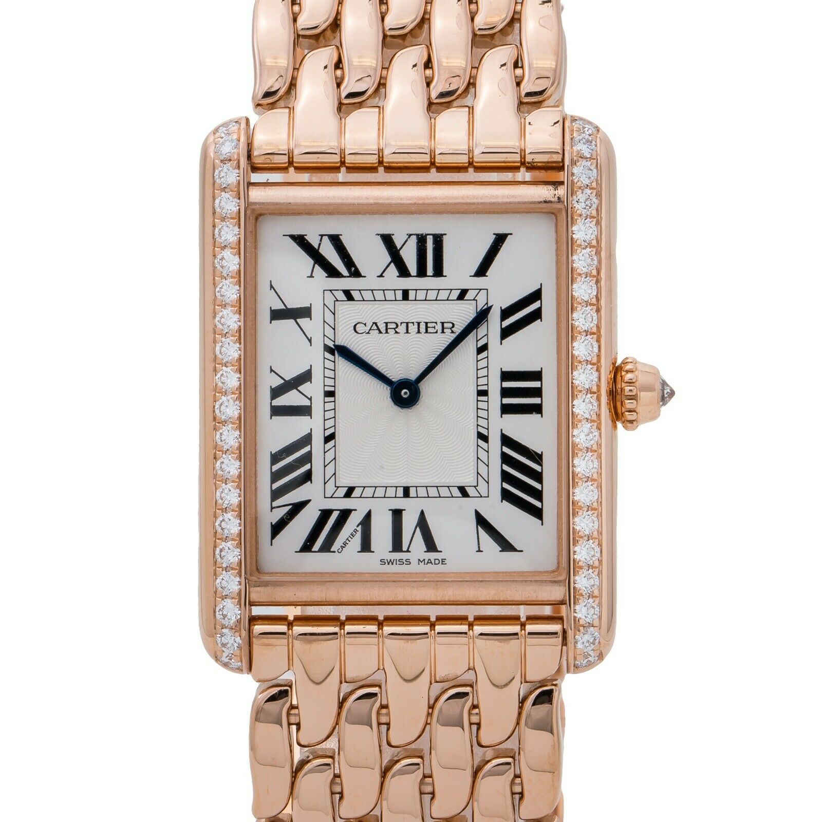 Cartier Tank Louis WJTA0021 18K Rose Factory Diamond Bezel Unisex