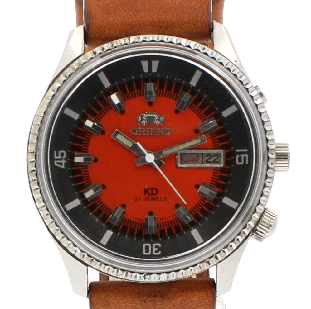 Orient KING DIVER Automatic Watch KD 21 JEWELS Japan Orange Dial