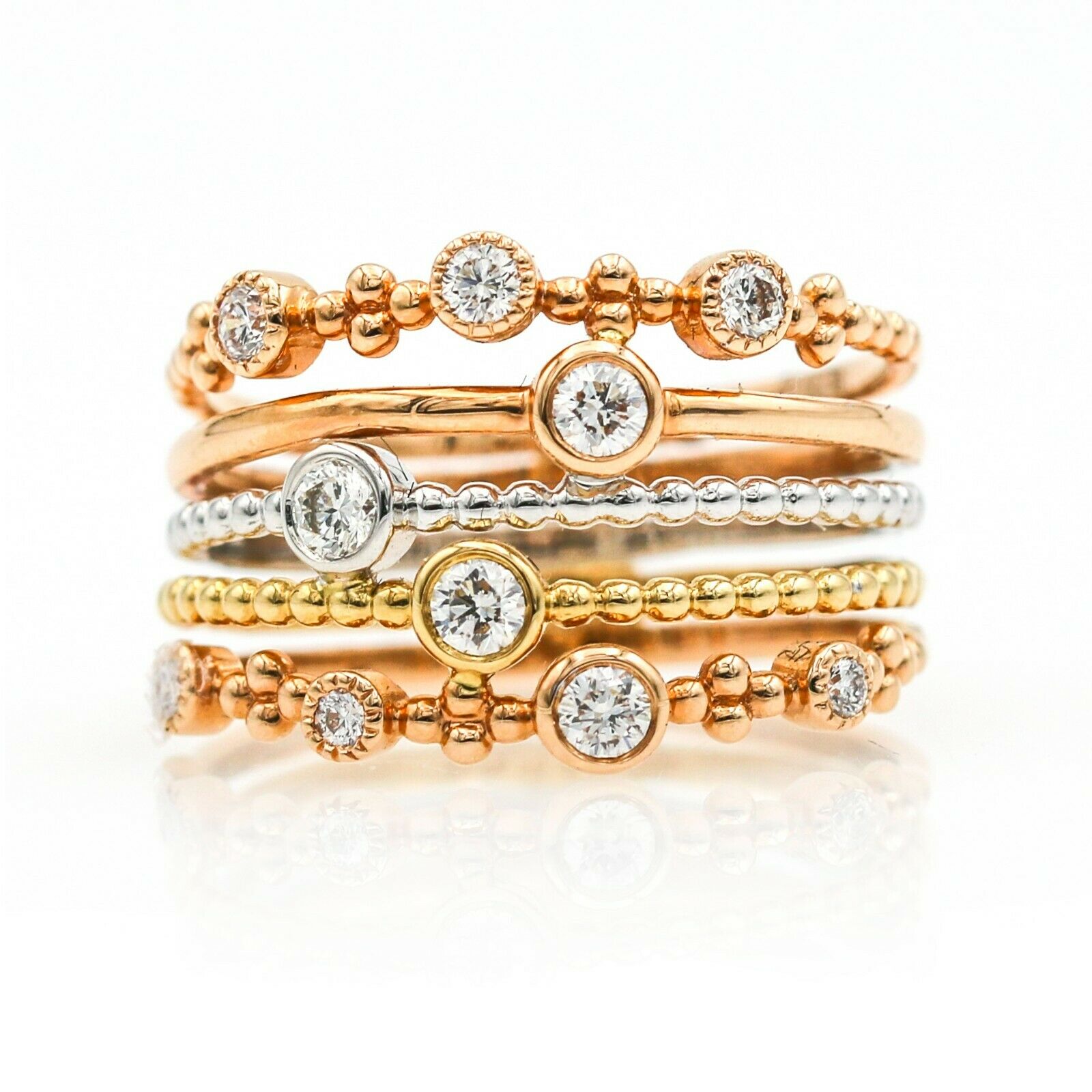 Women's Diamond Stackables Multi-Bands Wide Band Ring in 18k Gold