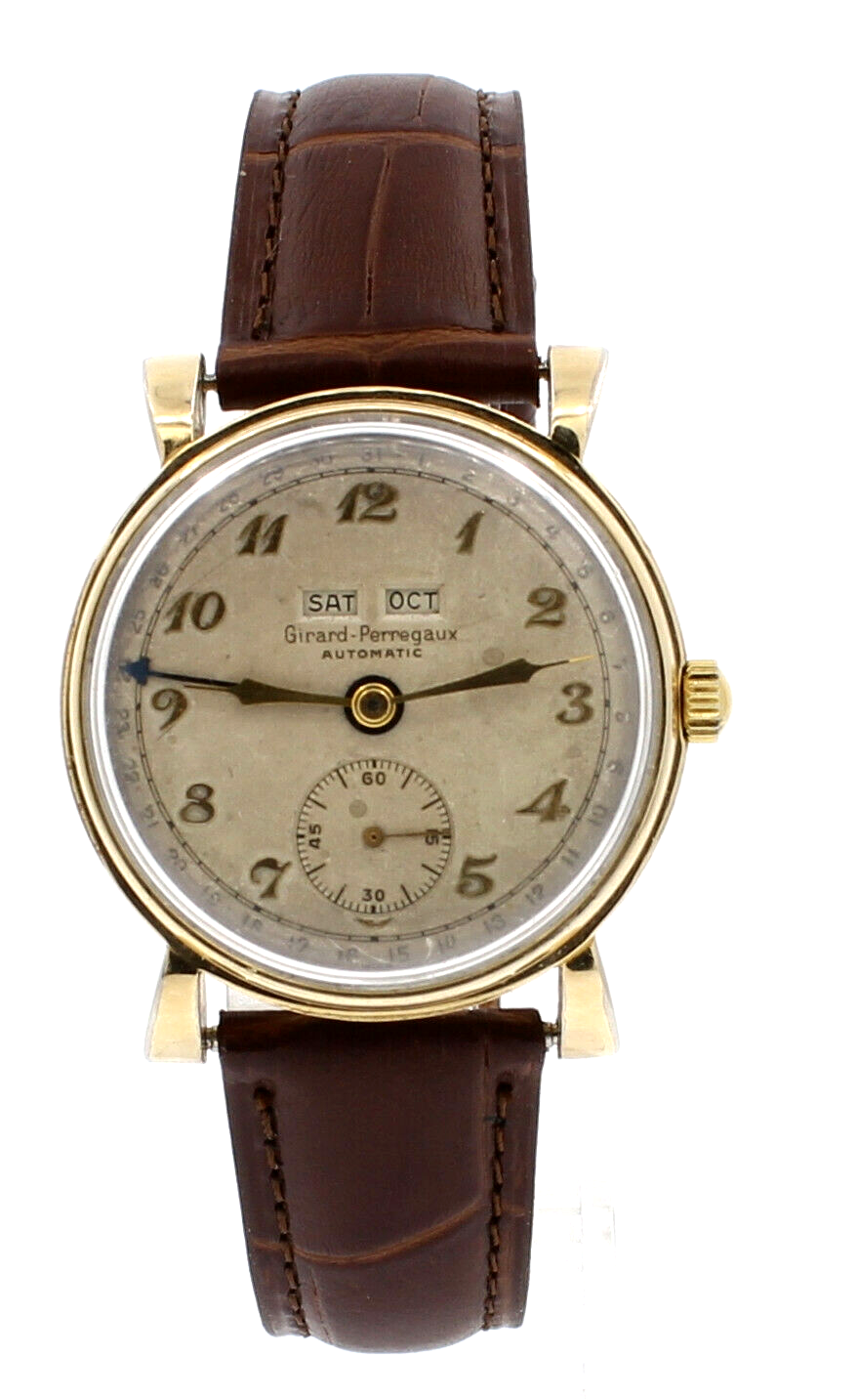 Vintage Girard Perregaux Triple Date Calendar Automatic Bumper 10k Plated Watch