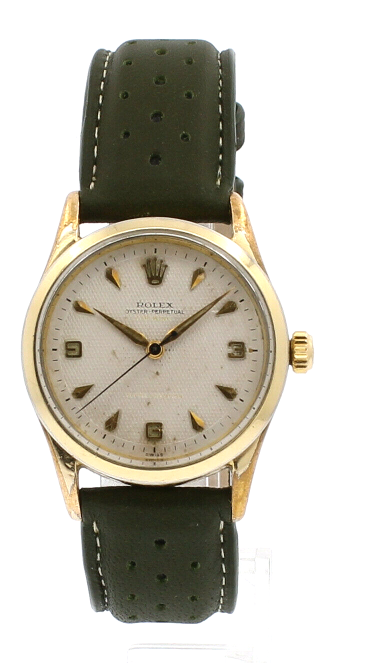 Vintage ROLEX Oyster Perpetual 34mm Gold Shell Men's Watch c 1958