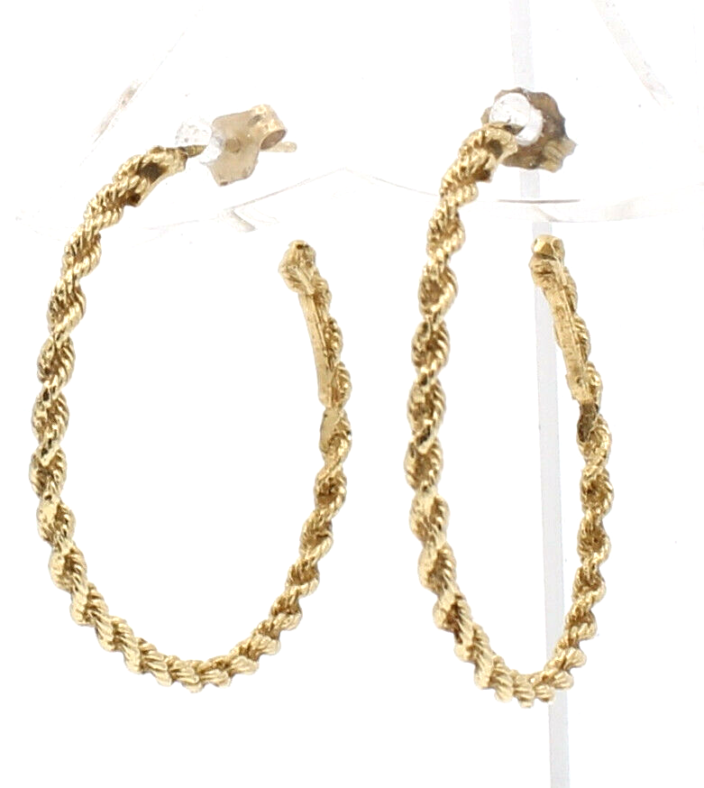 Fine Estate 14k Yellow Gold Rope Earrings
