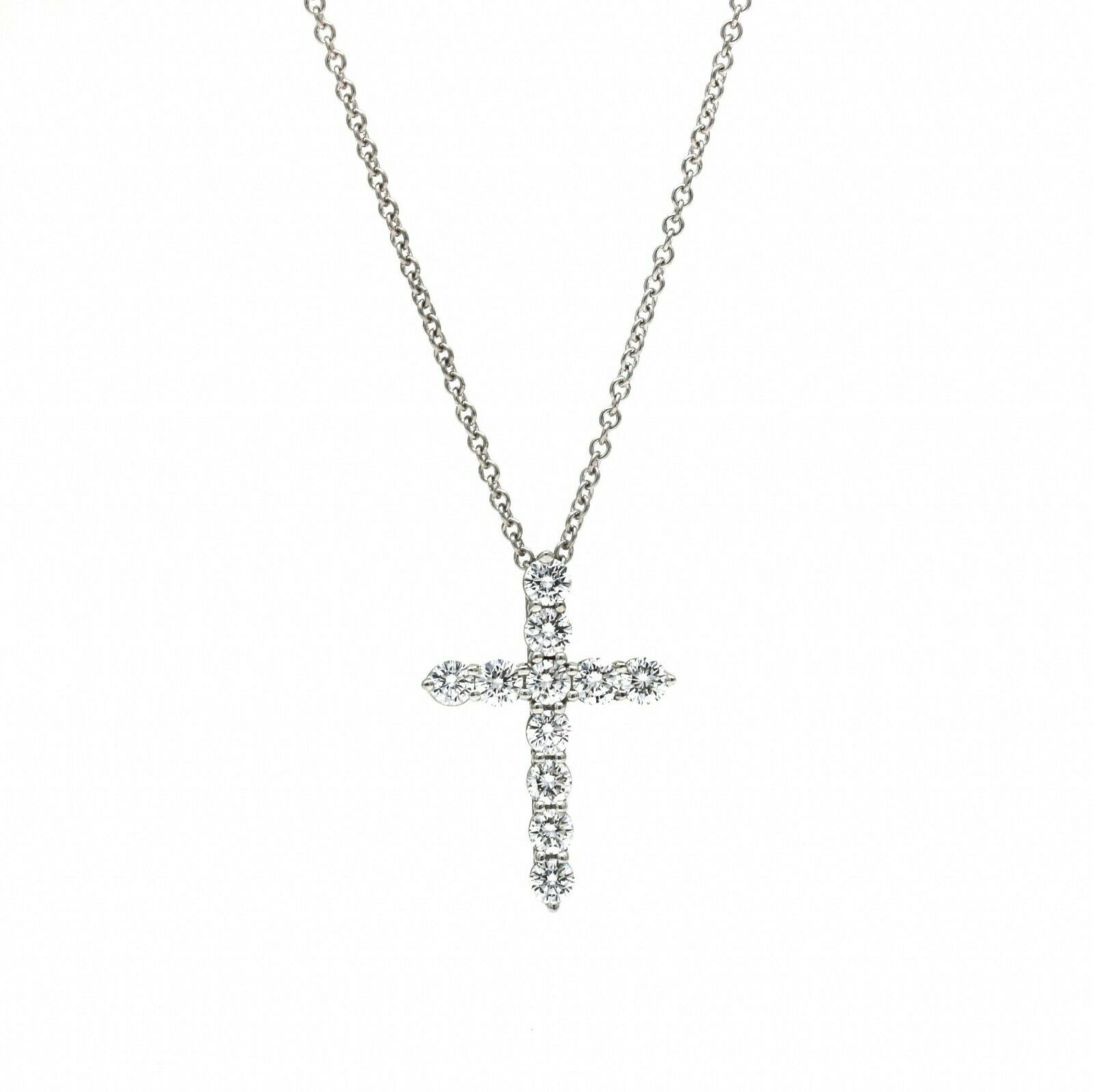 Women's Tiffany  Co. Diamond Small Cross Pendant Necklace in Platinum