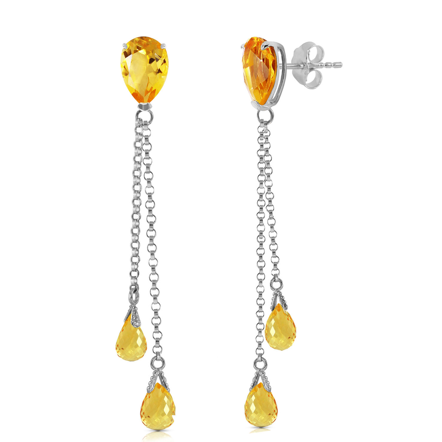 7.5 CTW 14K Solid White Gold You Are My High Quality Citrine Earrings