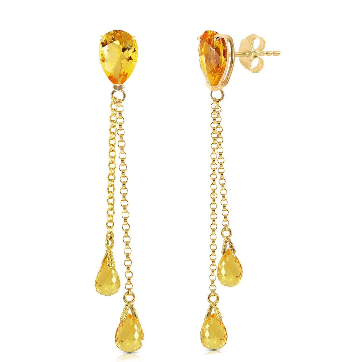 7.5 CTW 14K Solid Gold Eloquence Citrine Earrings