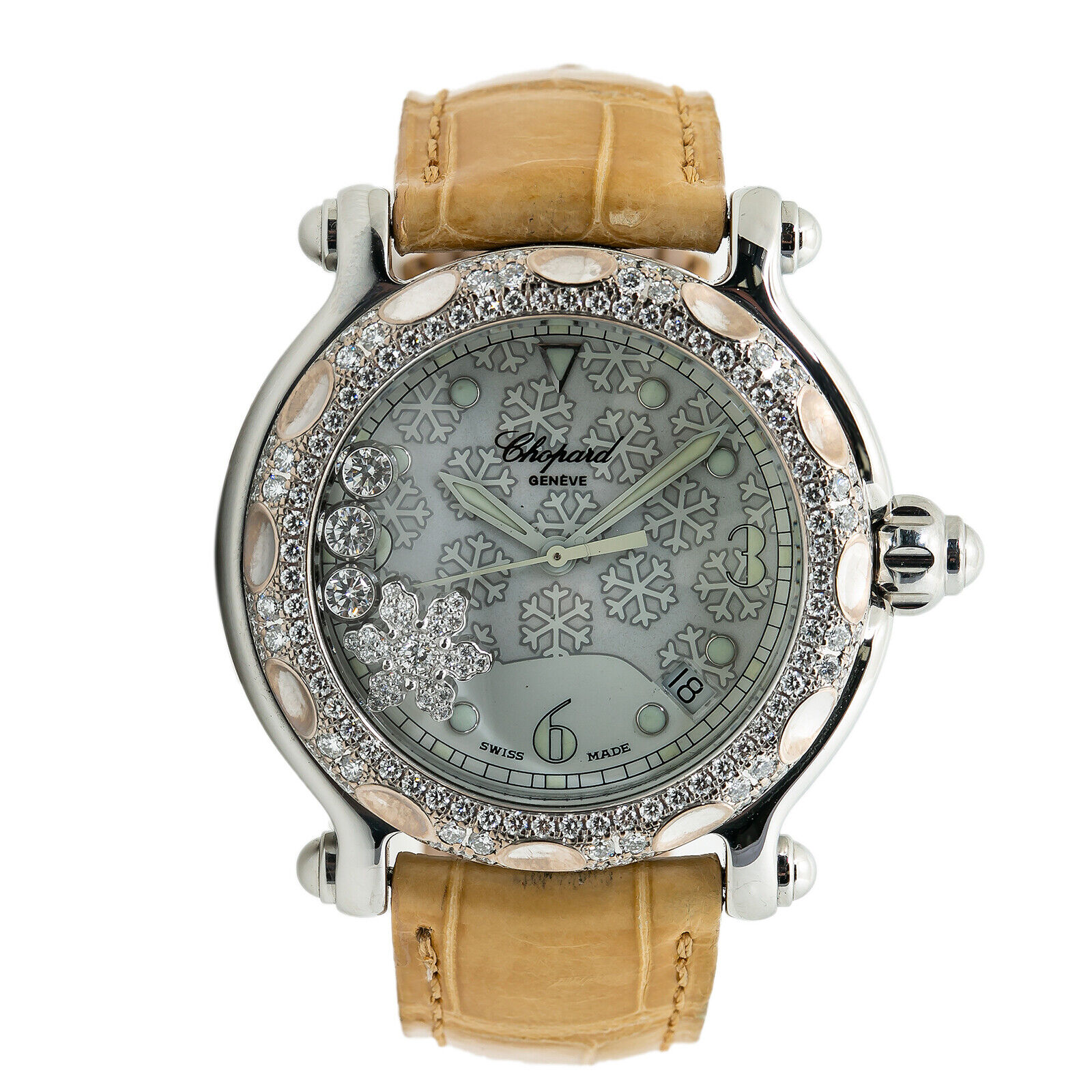 Chopard Happy Sport 28/8946 Snowflake Lady Watch Factory Diamond Bezel 38mm