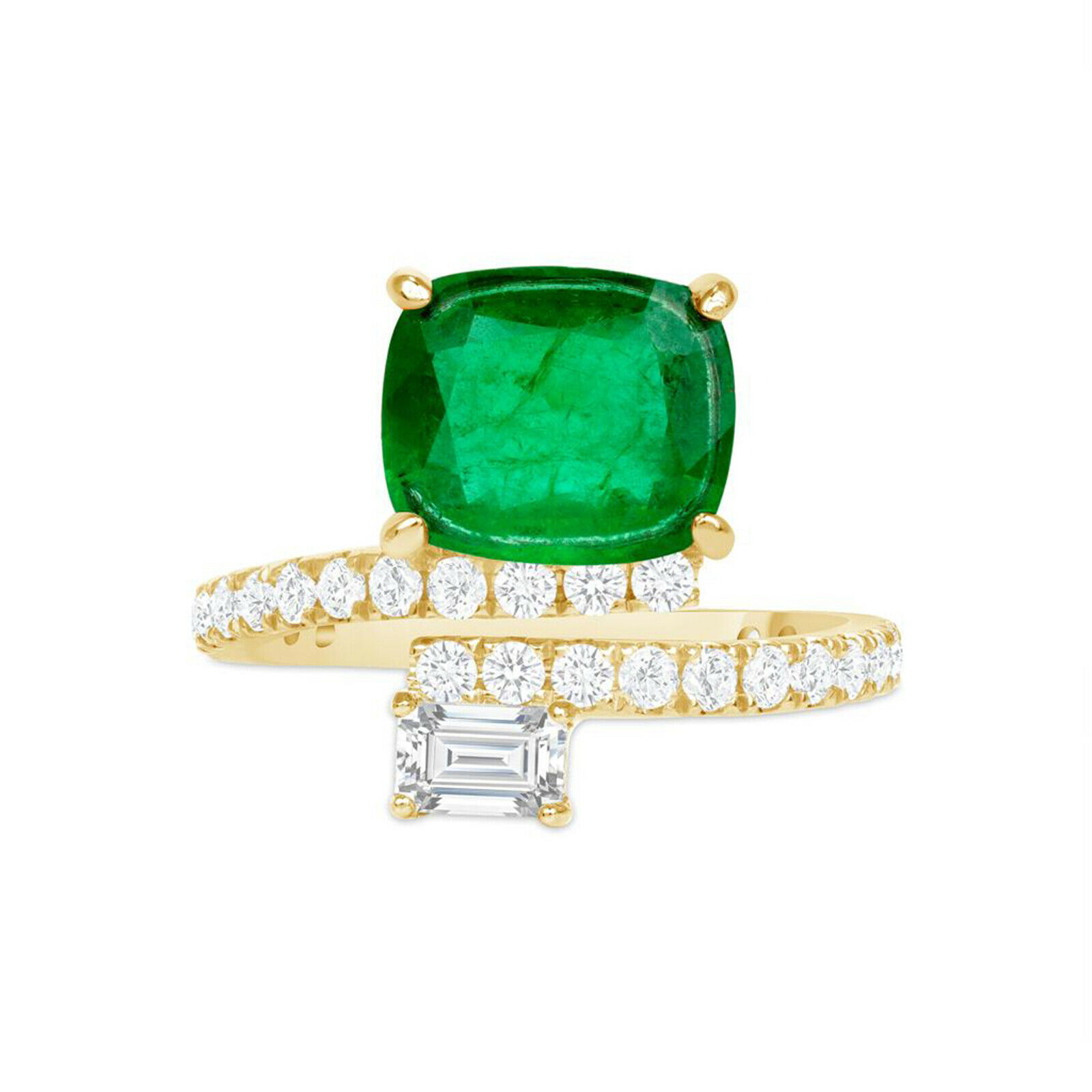 2.69 CT Zambian Emerald  0.90 CT Diamonds in 14K Yellow Gold Engagement Ring