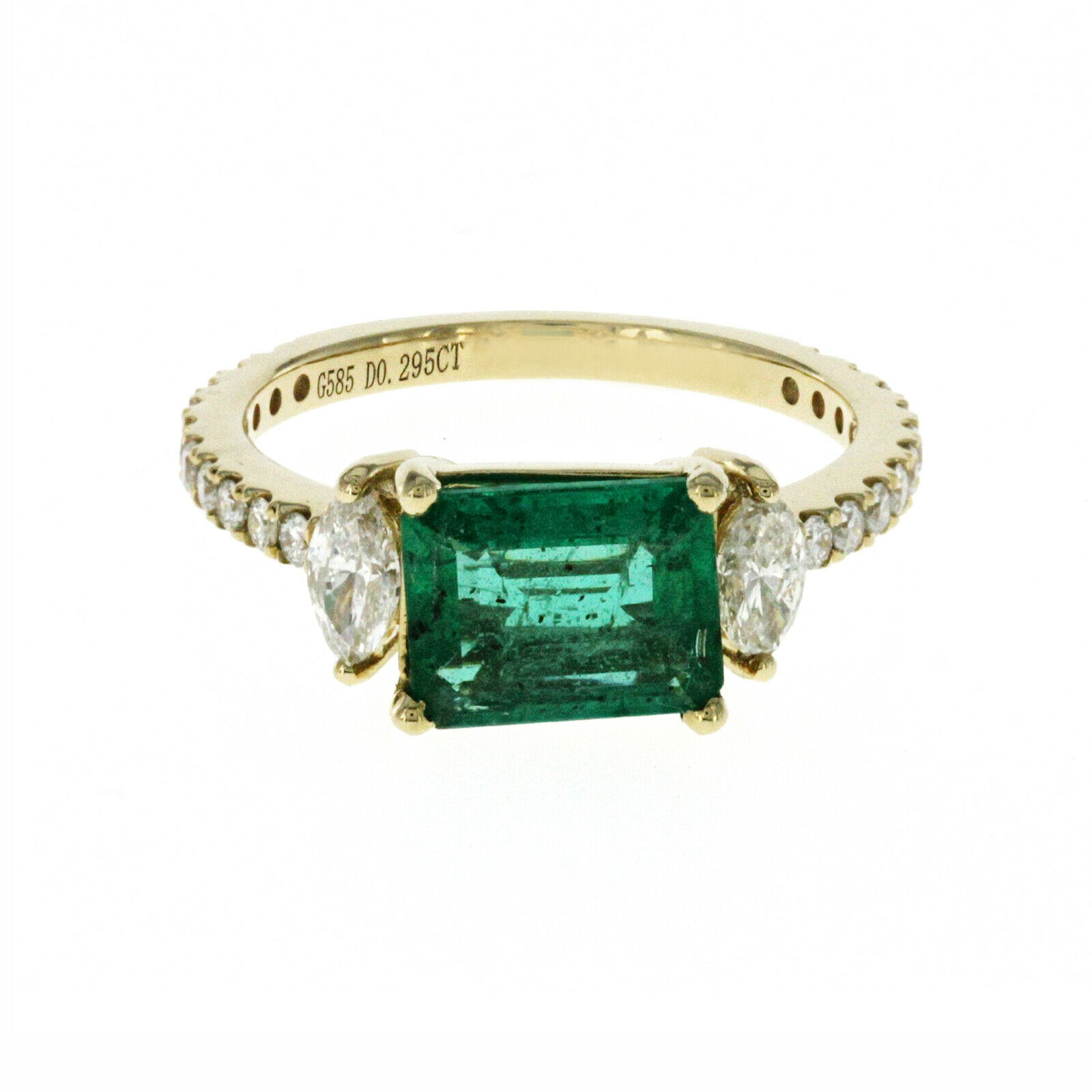 1.61 CT Zambian Emerald  0.67 CT Diamonds in 14K Yellow Gold Engagement Ring