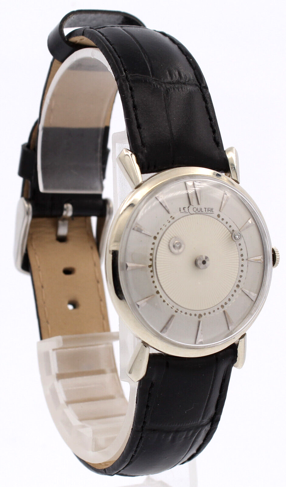 Jaeger-LeCoultre Vintage Mystery Dial 14k White Gold Fancy Lugs Hand wind Watch