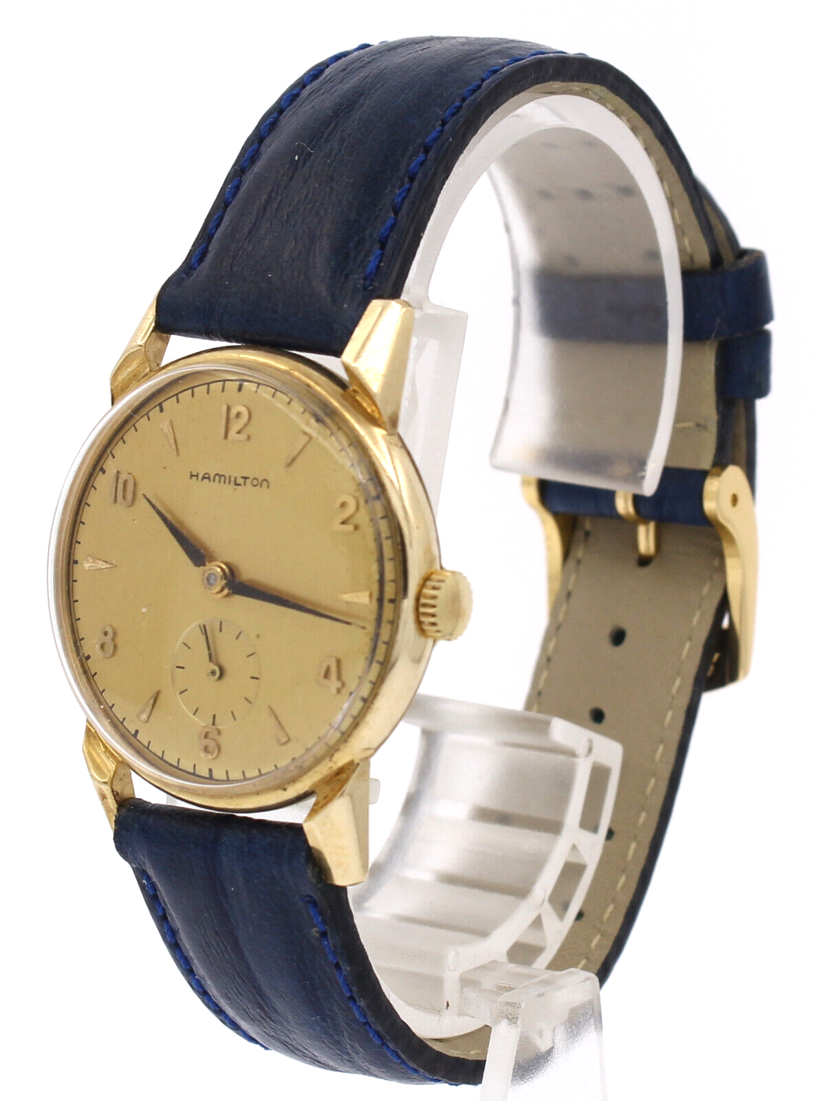 Vintage HAMILTON 14k Yellow Gold Manual Wind Round 30mm Mens  display picture 3