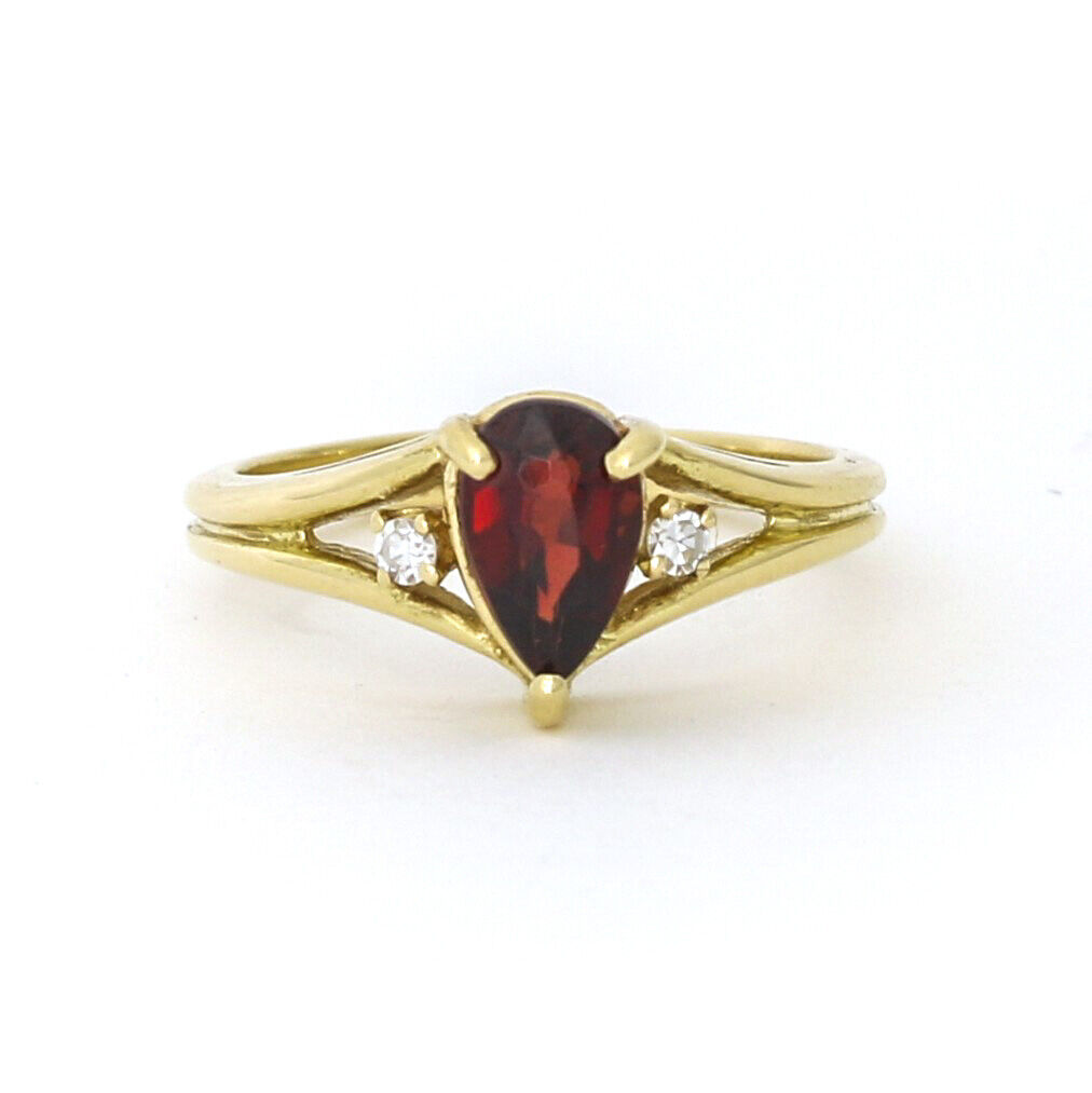 Women's Garnet and Diamond Ring in 18k Yellow Gold