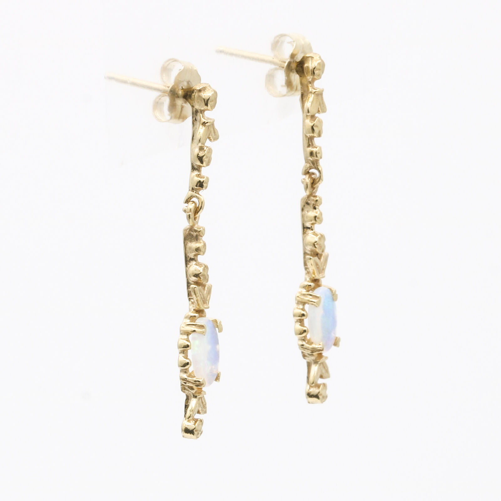 Women's Dainty Opal Drop Dangle Earrings in 14k Yellow Gold
