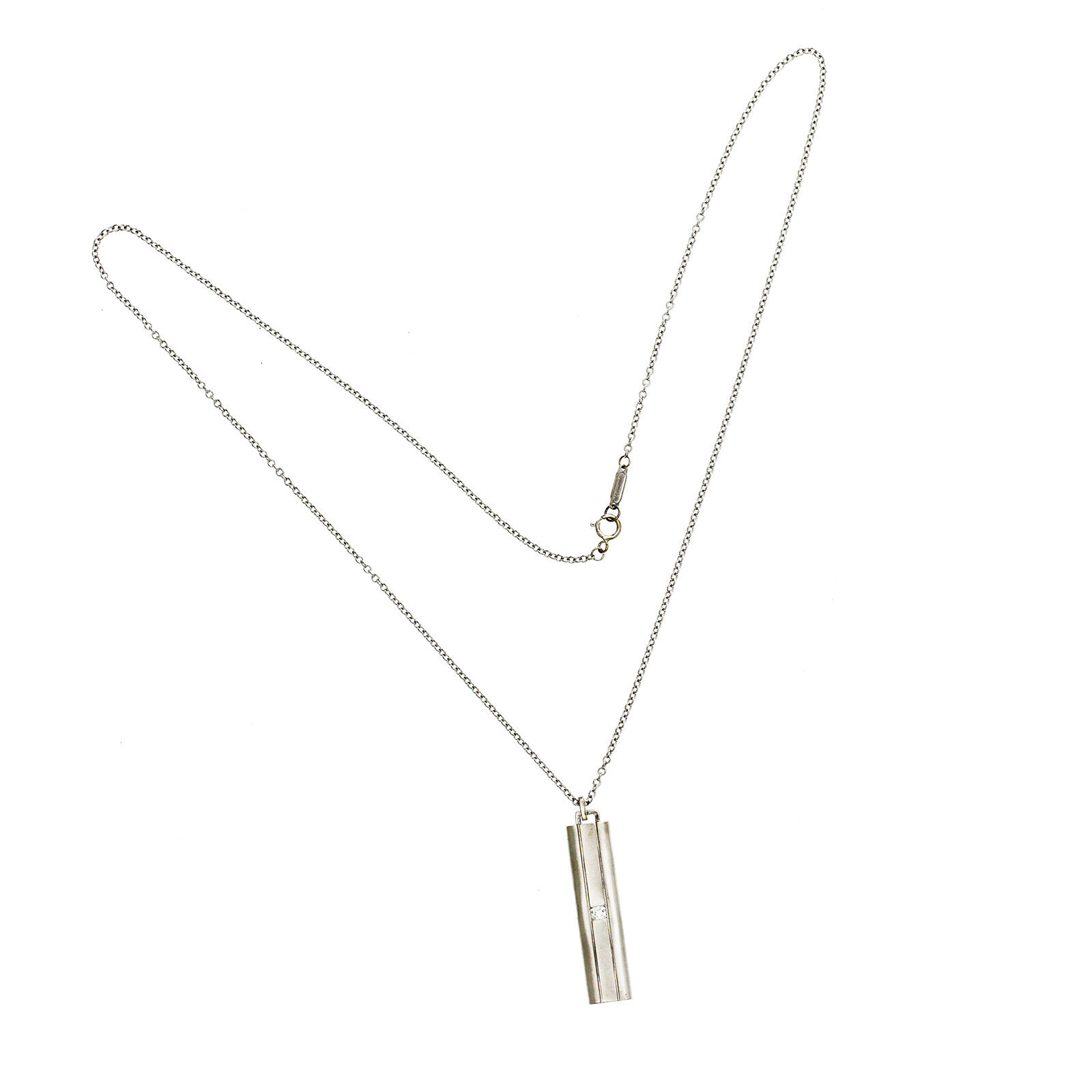 Authentic Tiffany  Co.  Lucida Diamond Long Bar Pendant Necklace 20"