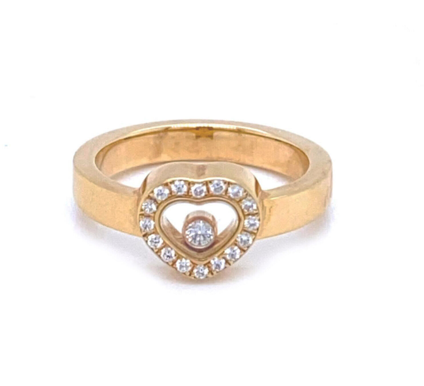 Chopard Happy Diamond 18k Yellow Gold Diamond Heart Bezel Ring