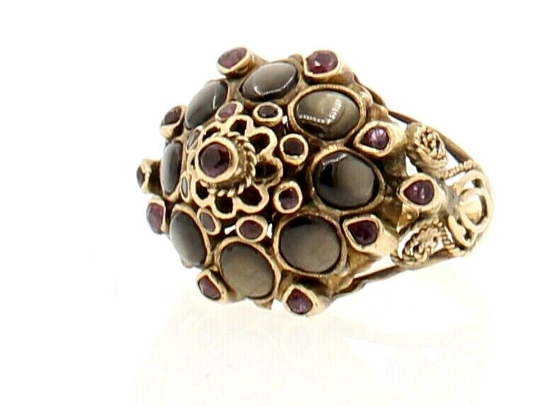 Fine Estate Vintage 14k Yellow Gold Ruby Black Star Sapphire Ladies Ring Size 7