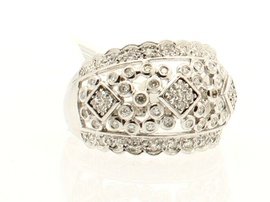 14K WHITE GOLD DOME COCKTAIL DIAMOND LADIES RING