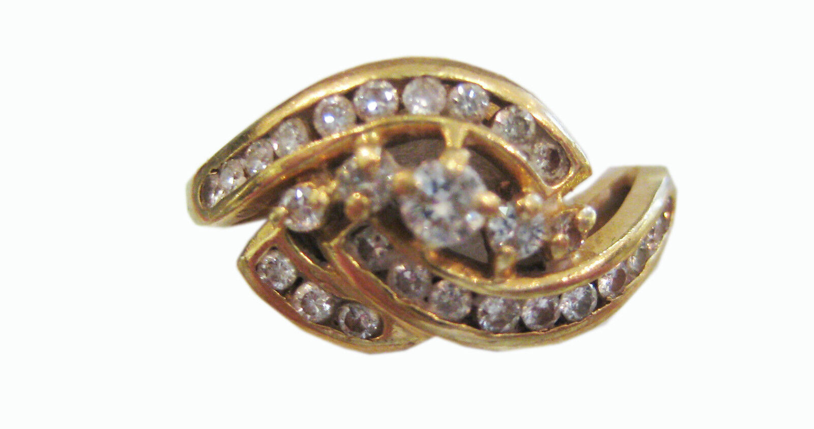 14K YELLOW GOLD DIAMOND LADIES RING SIZE 6.25