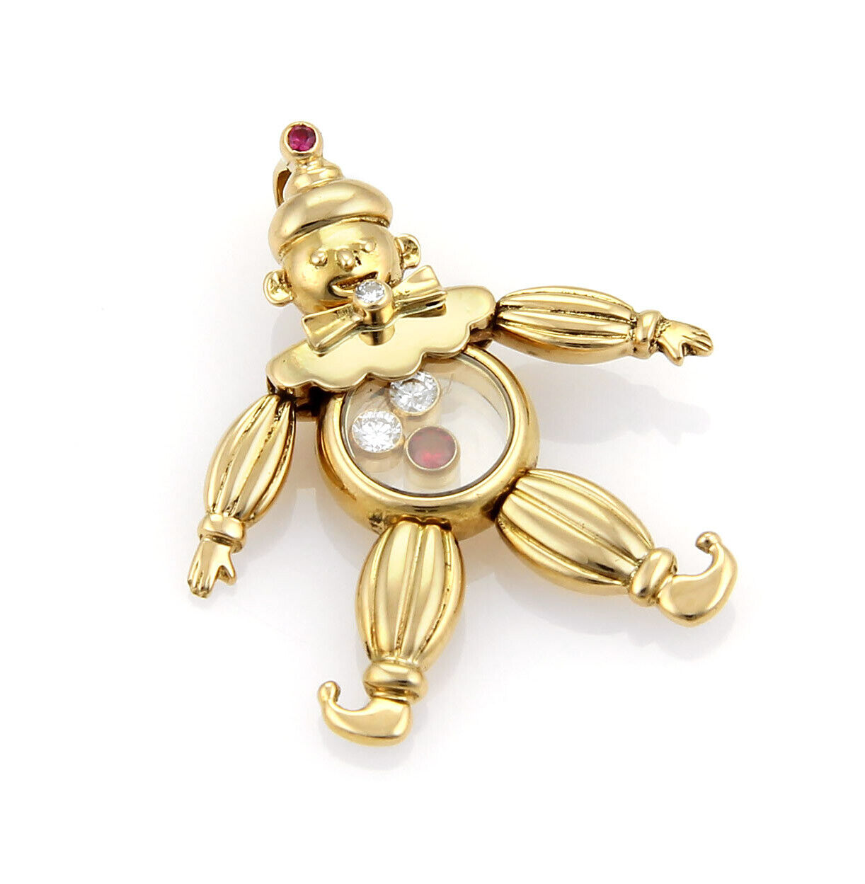 Chopard Animated Diamonds  Rubies 18k Yellow Gold Clown   Pendant