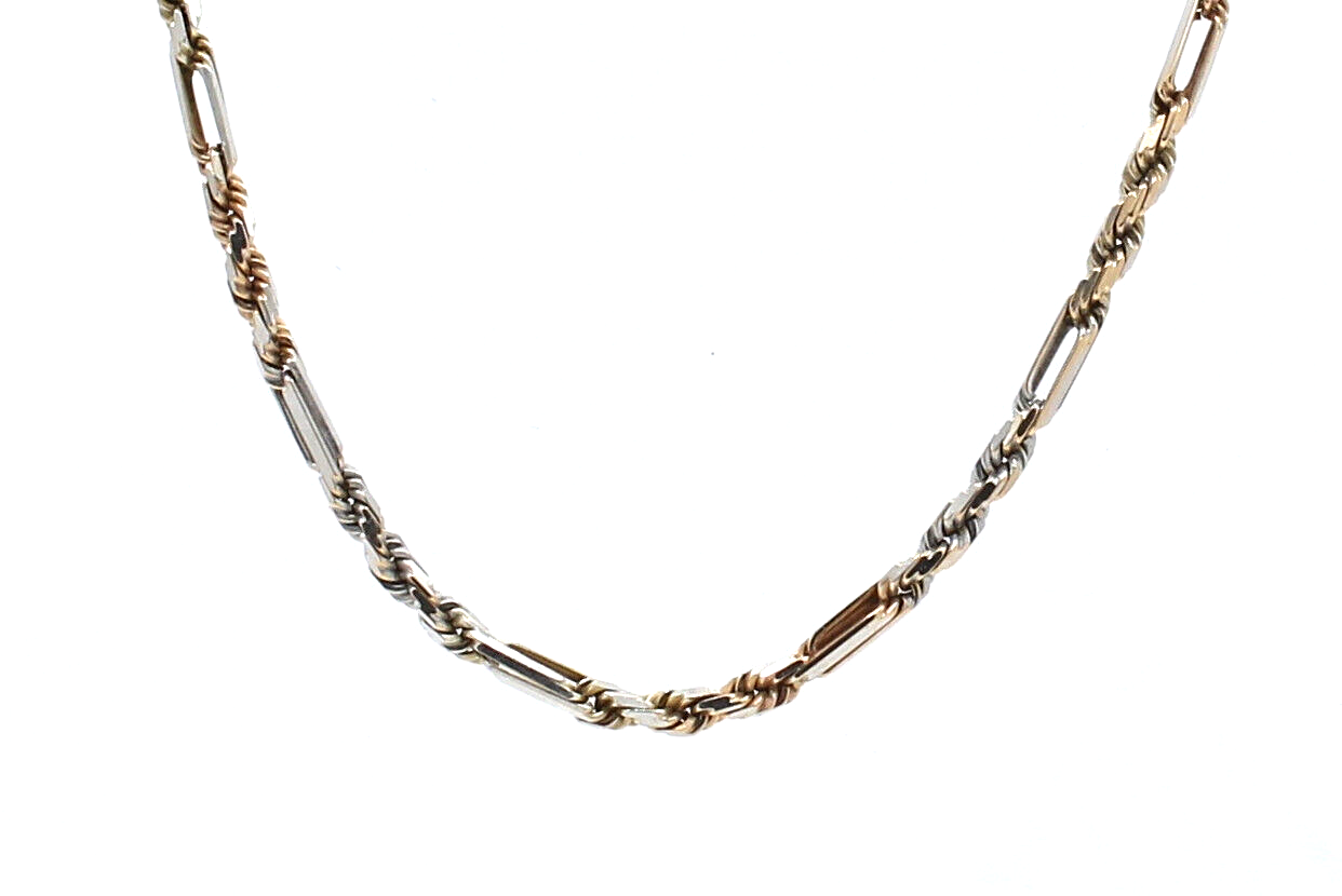 Tri Color Gold Rope Chain  Necklace