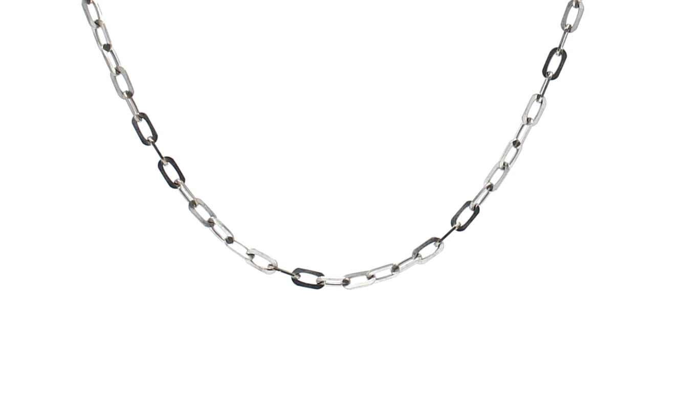 18k White Gold Anchor Style Link Chain  Necklace