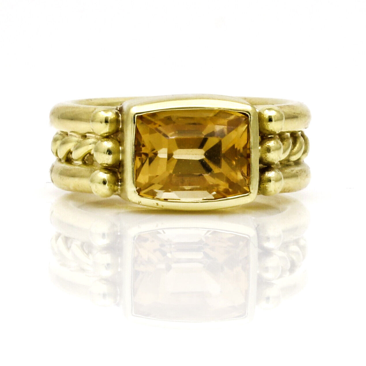 Doris Panos Citrine Ring in 18k Yellow Gold Vintage Designer Jewelry