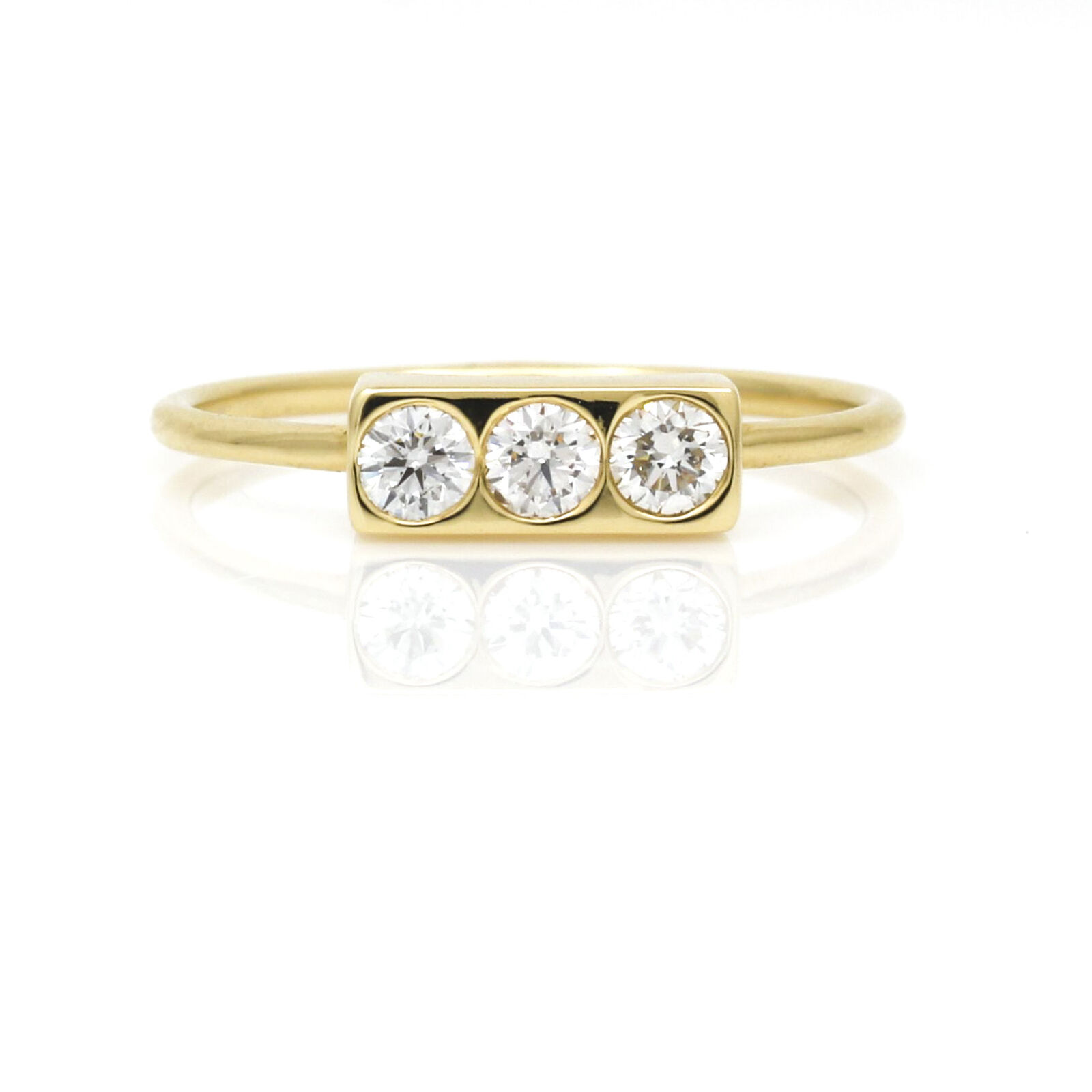 Jennifer Rivera Minimo Diamond Bar Ring in 18k Yellow Gold