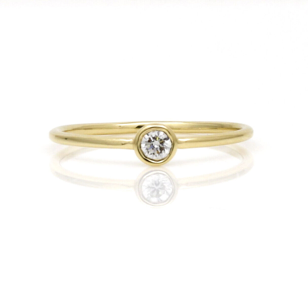 Jennifer Rivera Aros Single Diamond Stackable Ring in 18k Yellow Gold
