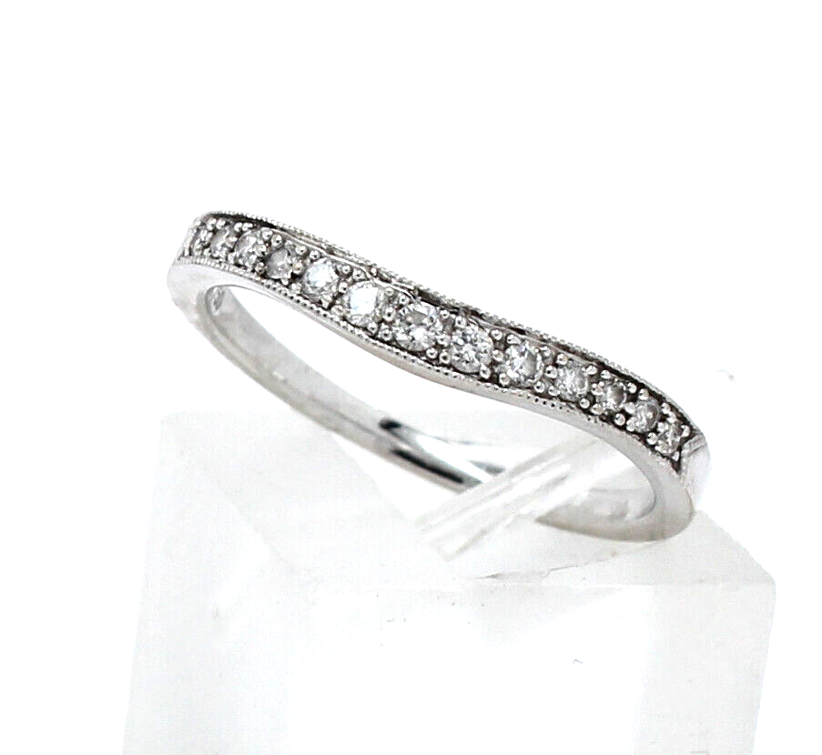 Estate 18k White Gold .40ct Diamond Curved Ladies Ring Band