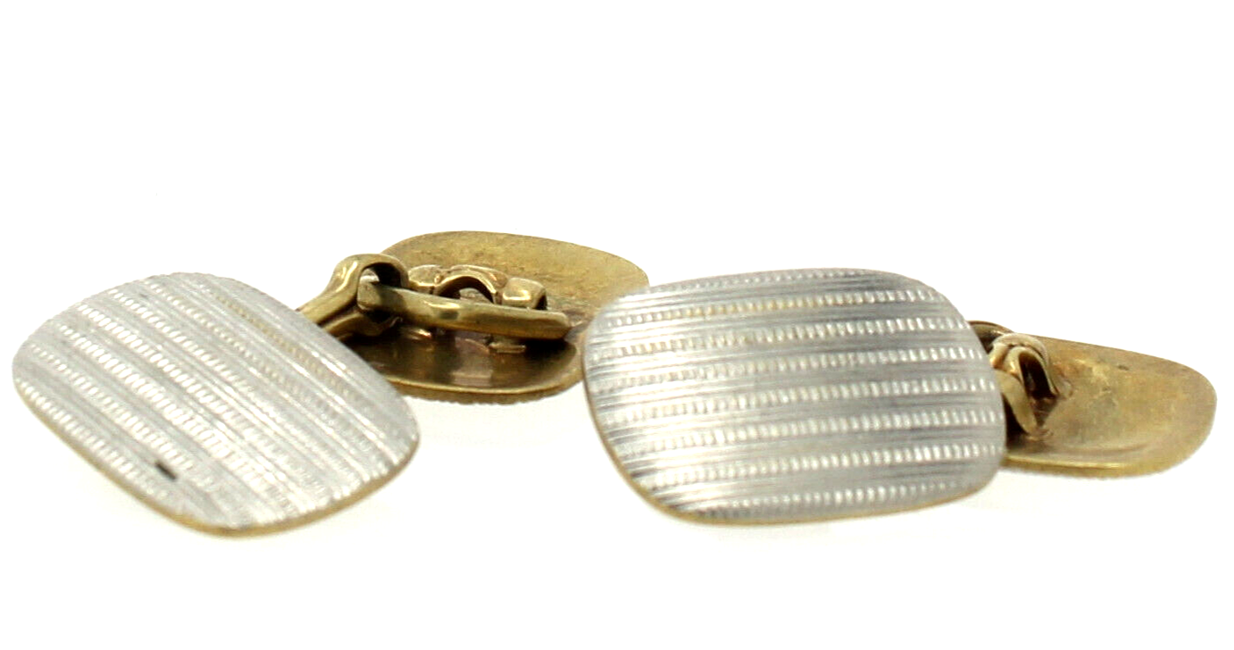 VINTAGE 14K YELLOW WHITE GOLD  CUFF LINKS