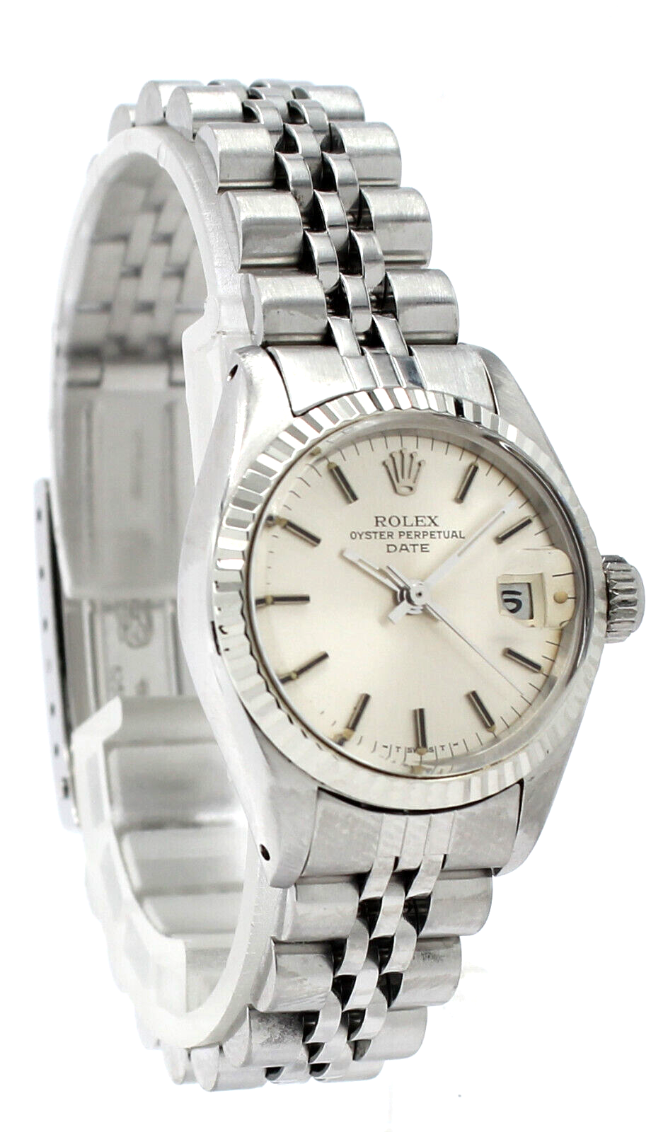 Ladies ROLEX Oyster Perpetual Datejust Steel  Silver Stick Dial Watch