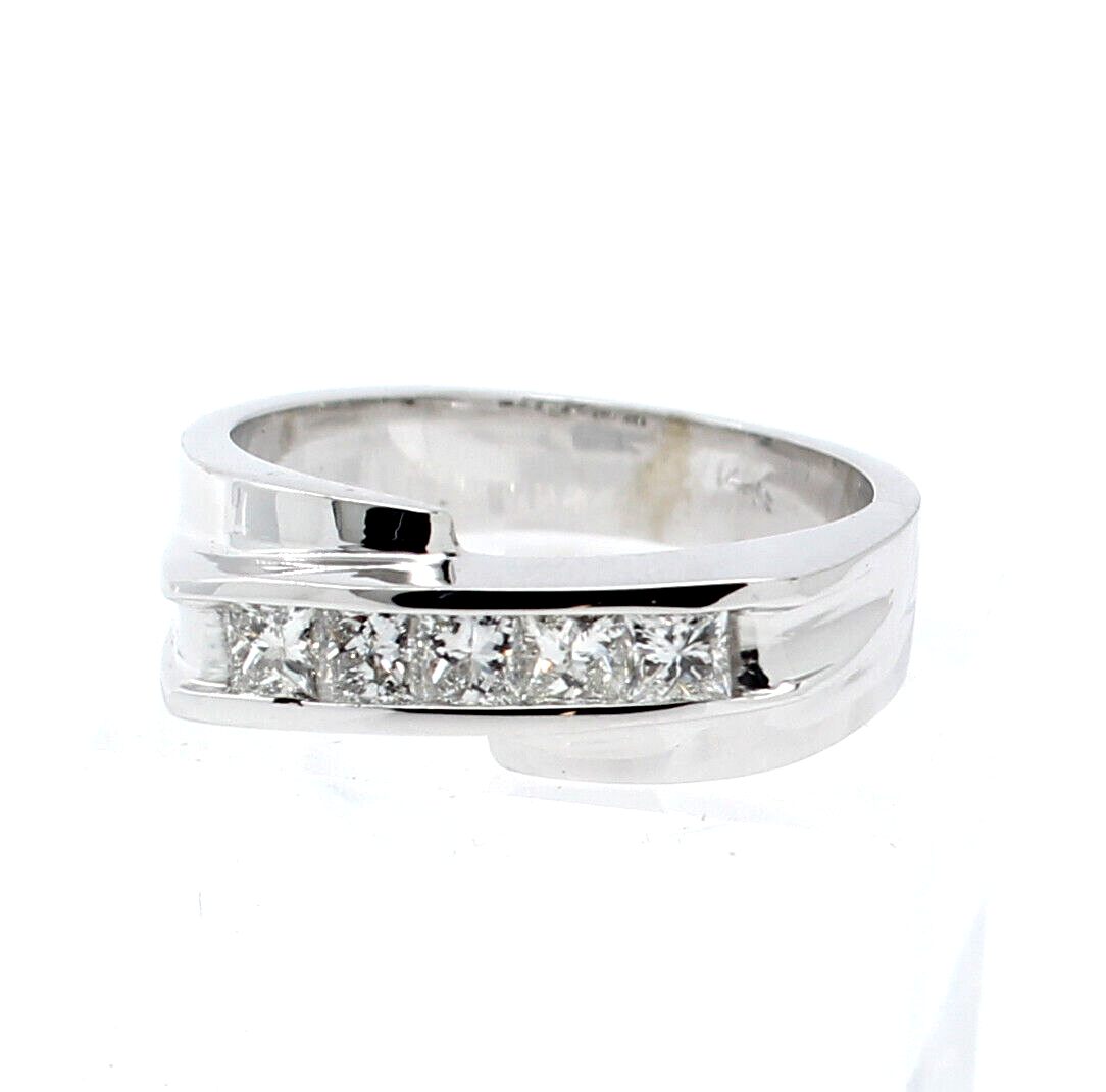 Estate 14k White Gold  1ct Princess Cut Diamond Band Ring
