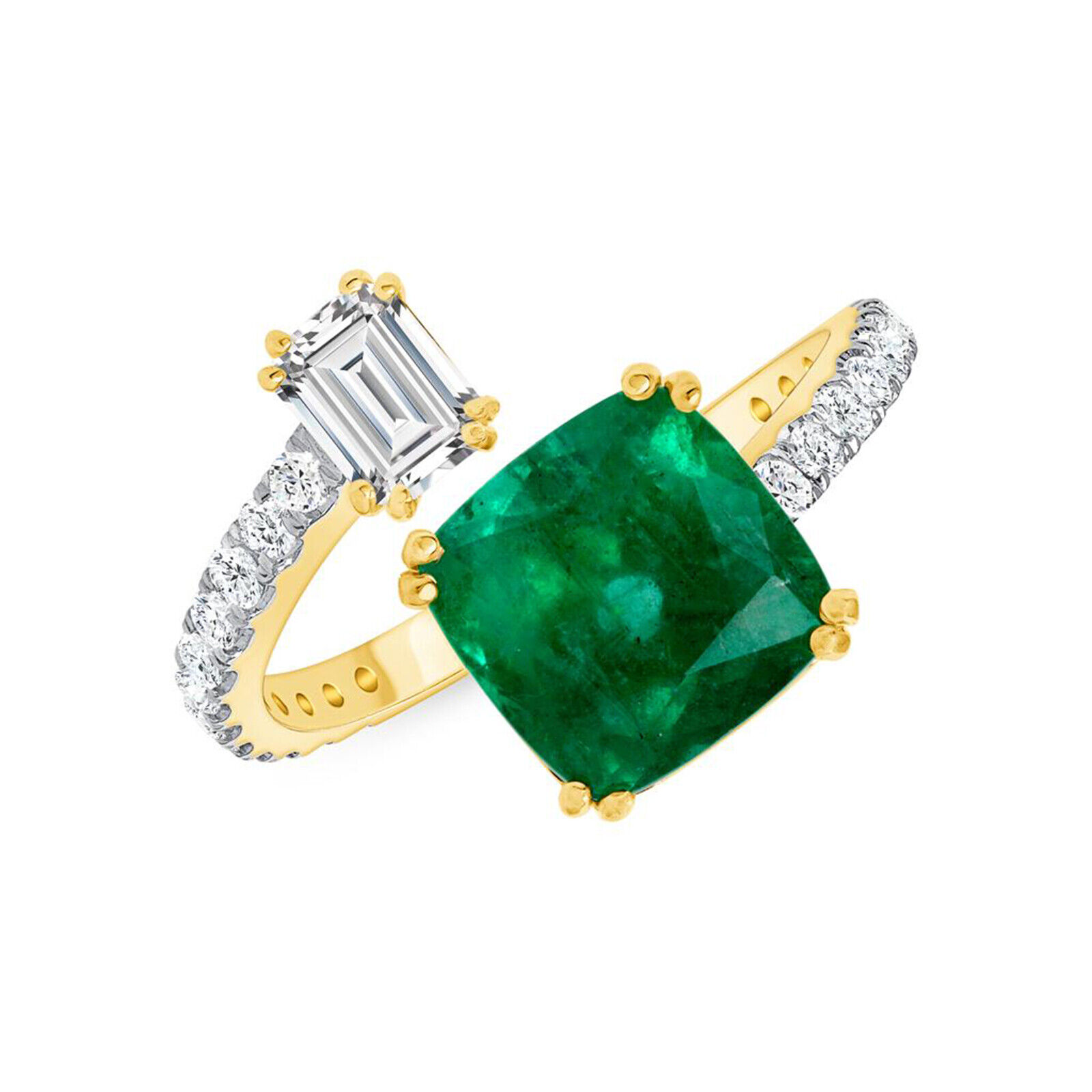 2.55 CT Colombian Emerald  0.52 CT Diamonds in 14K Yellow Gold Engagement Ring