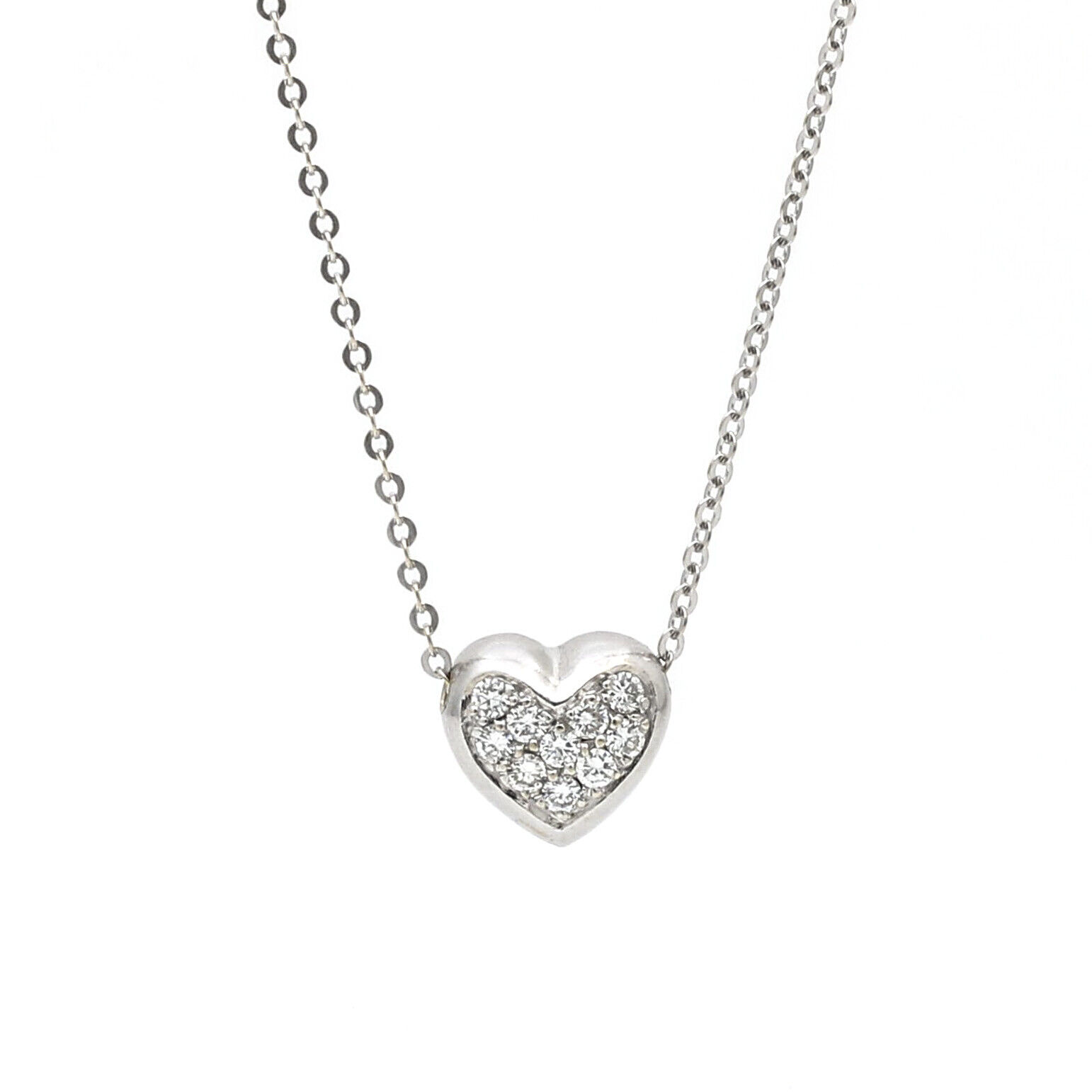 Women's Pave Diamond Heart Pendant Necklace in 14k White Gold