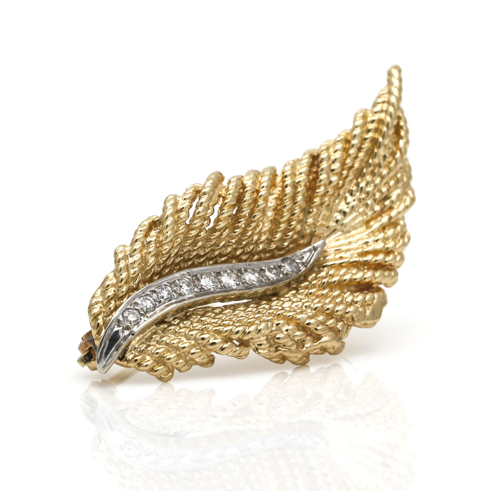 Women's Vintage Leaf Brooch with Diamonds