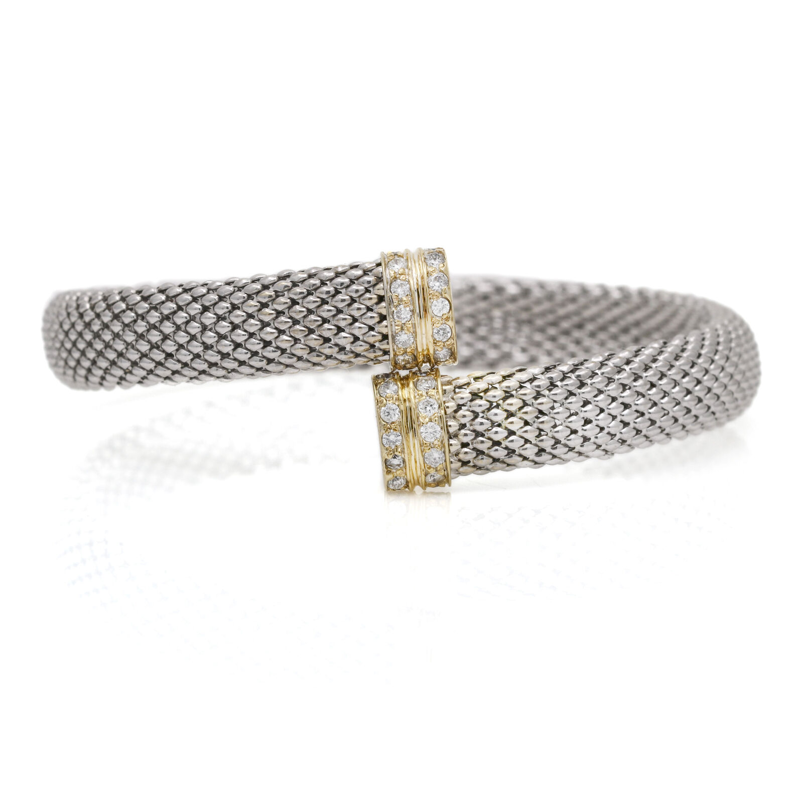 Diamond Bypass Woven Bangle Bracelet