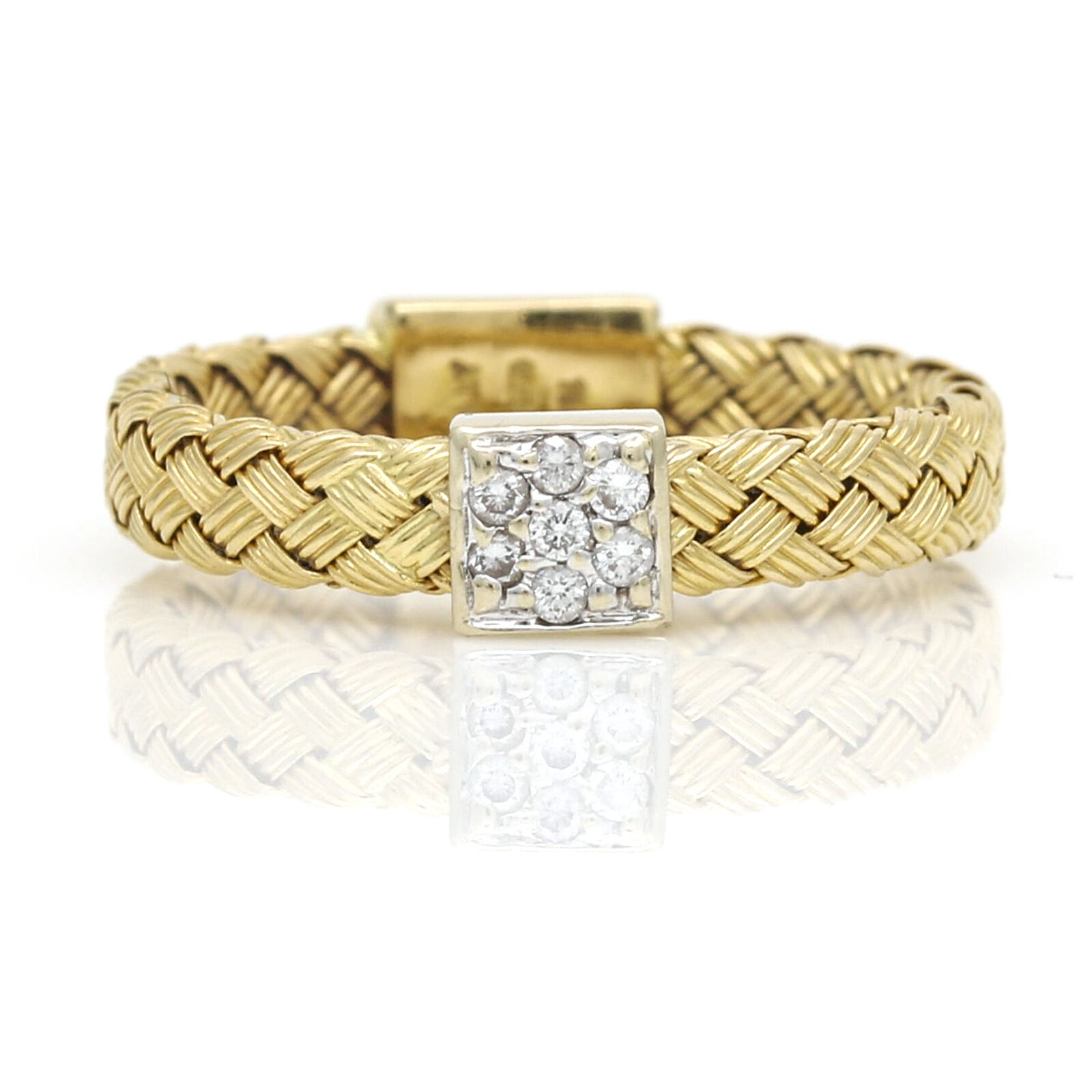 Roberto Coin Diamond Primavera Woven Stackable Ring 18k Yellow Gold