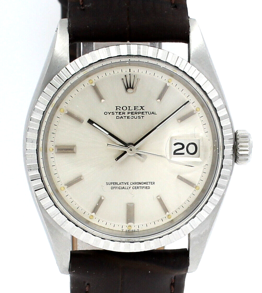 Mens Vintage ROLEX Oyster Perpetual Datejust   Stainless Steel Silver Dial