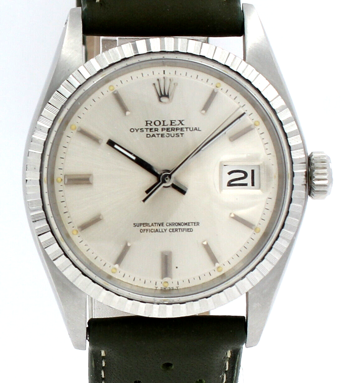 Mens Vintage ROLEX Oyster Perpetual Datejust 36mm Stainless Steel Silver Dial
