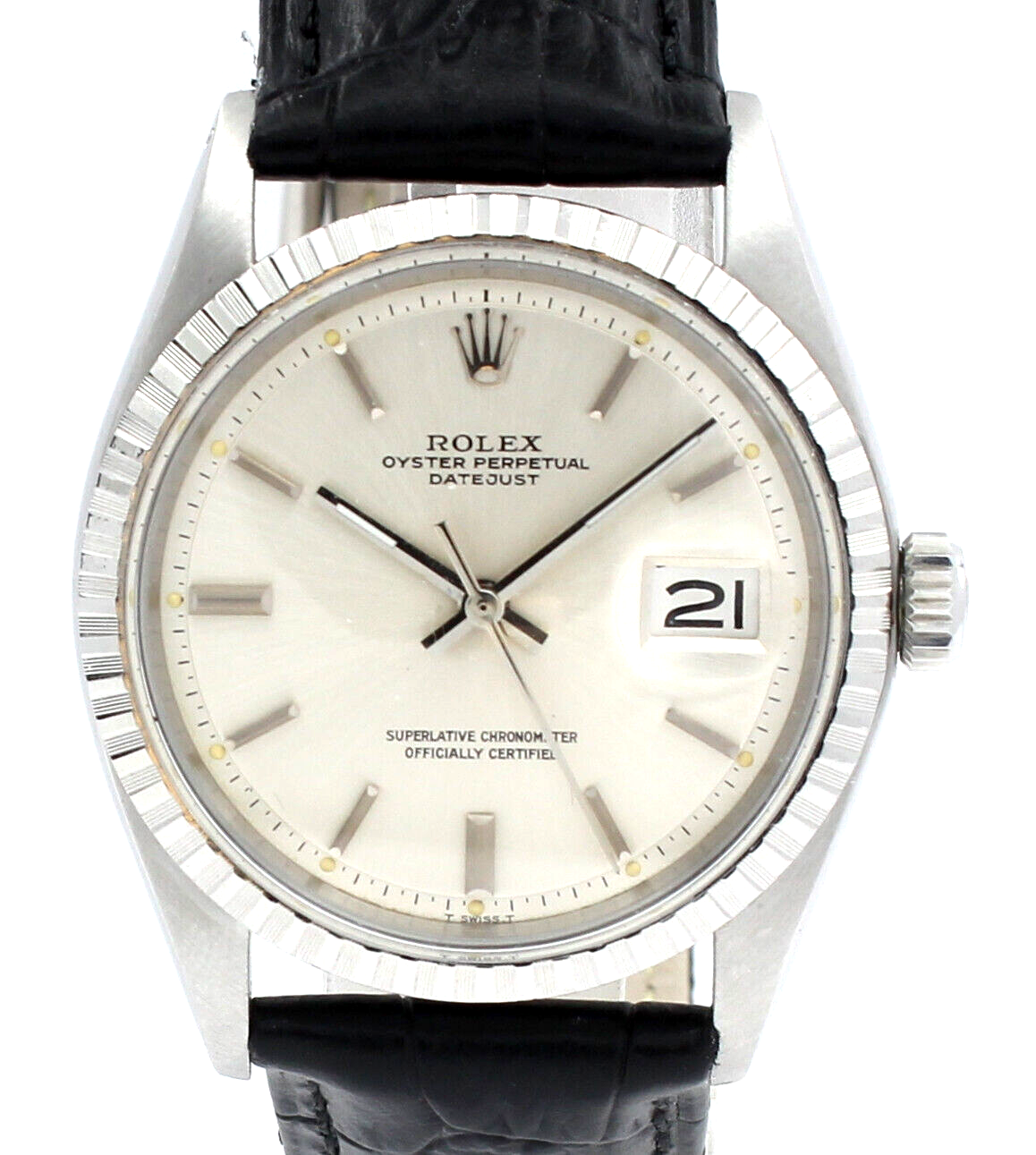 Mens Vintage ROLEX Oyster Perpetual Datejust 36mm Stainless Steel Silver Dial