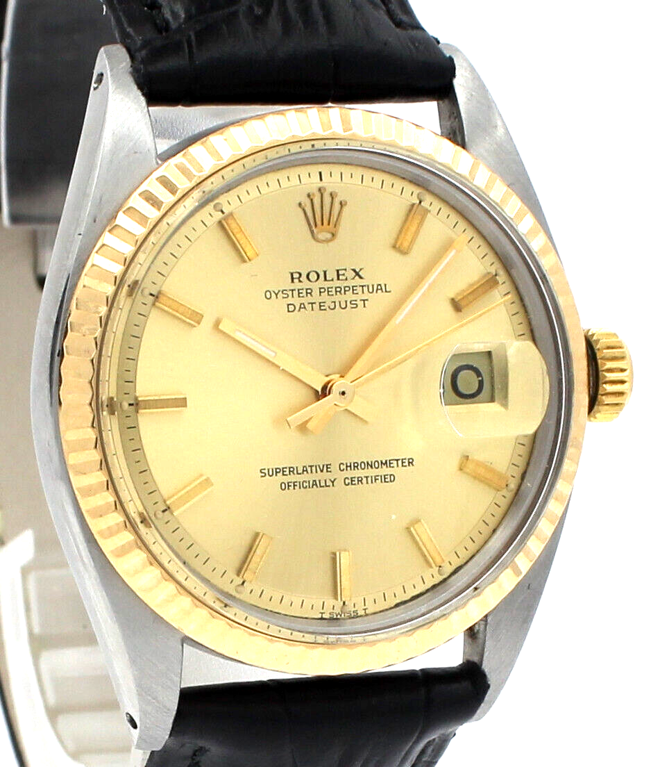 Mens ROLEX Oyster Perpetual Datejust 36mm Gold Stick Dial  Watch