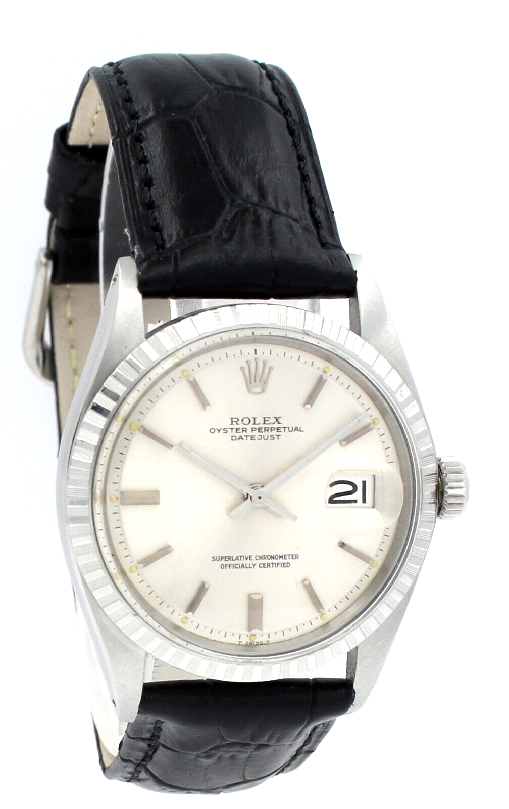 Mens Vintage ROLEX Oyster Perpetual Datejust 36mm Stainless Steel Silver Dial