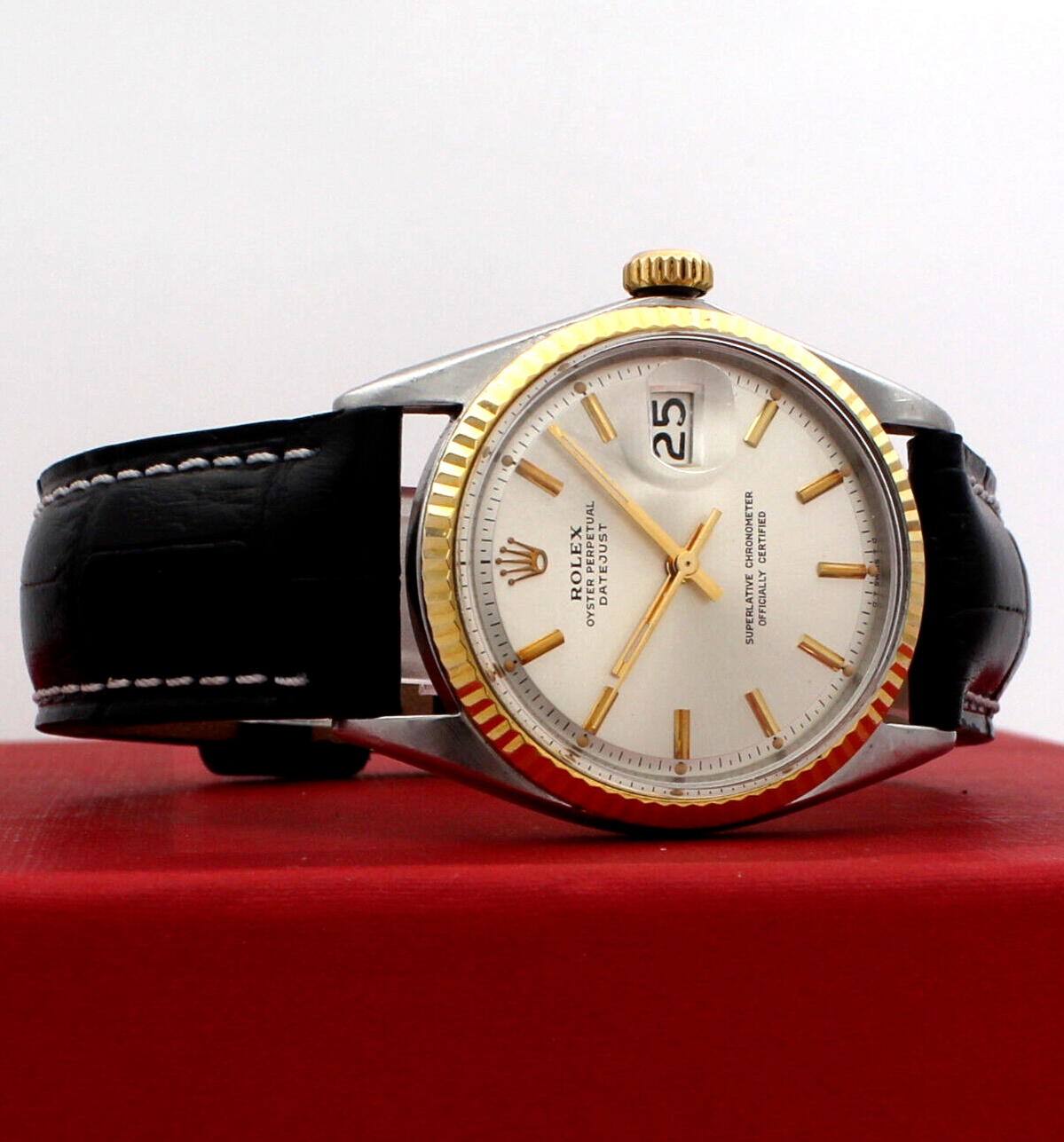 Vintage ROLEX Oyster Perpetual Datejust 36mm Silver Dial Gold and Steel