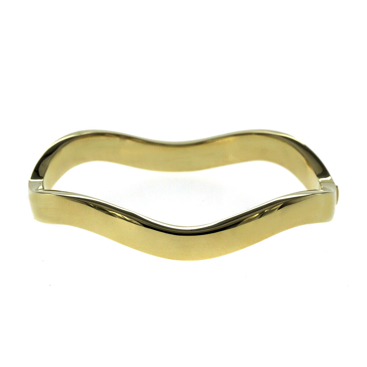 Tiffany  Co 18K Yellow Gold  7mm Zig Zag Wave Bangle Bracelet 20.1 Gr