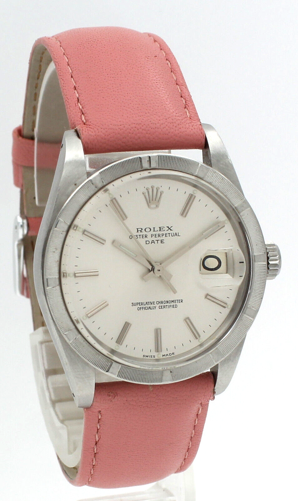 Mens VINTAGE Rolex Oyster Perpetual Date Stainless Steel Silver Dial 34mm Watch