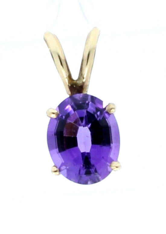 14K YELLOW GOLD OVAL AMETHYST PENDANT CHARM