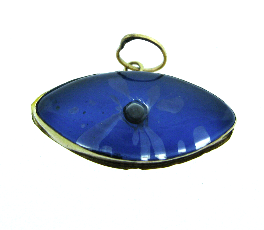 14K YELLOW GOLD BLUE EYE PENDANT CHARM NECKLACE