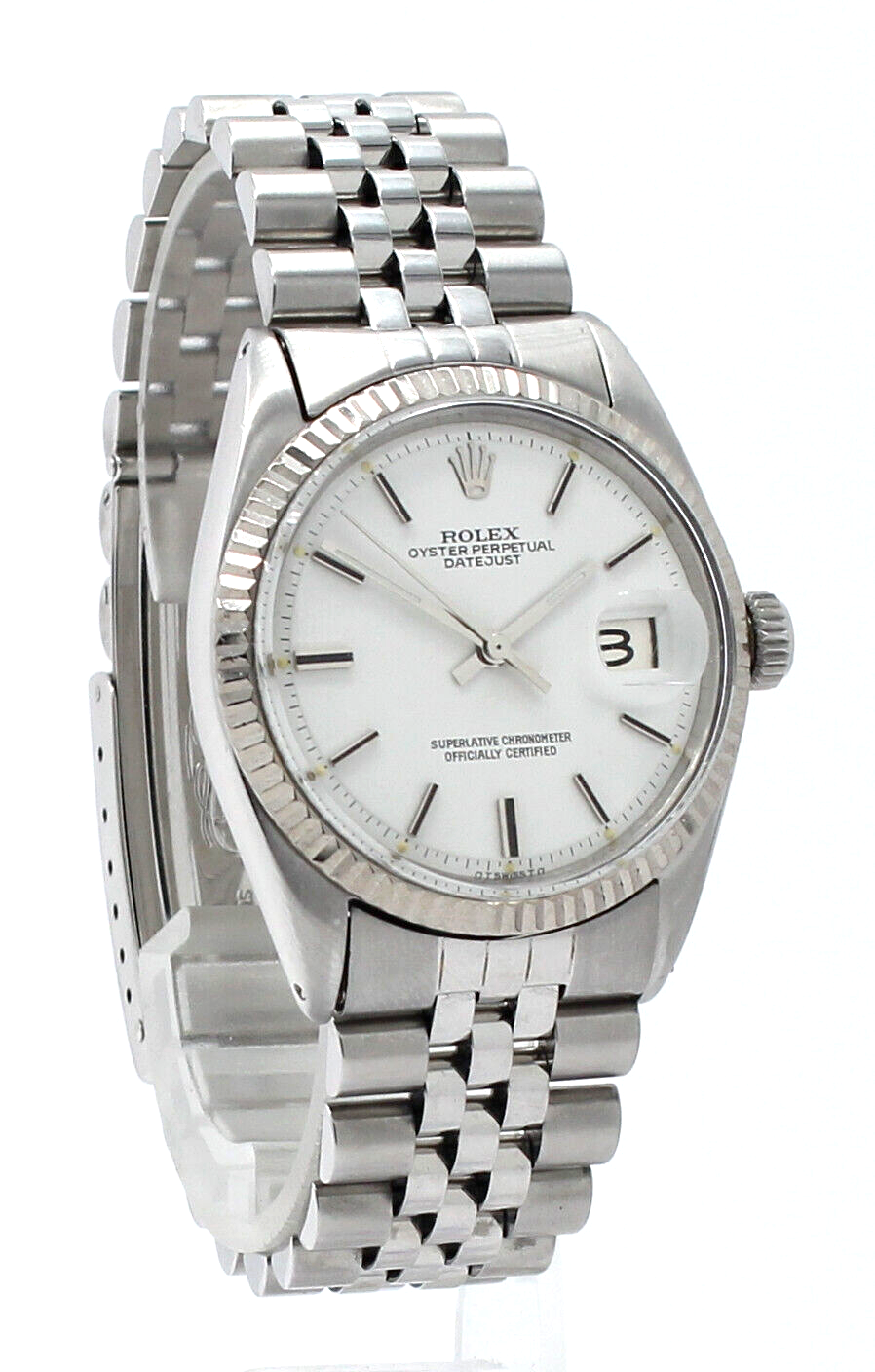 Vintage ROLEX Oyster Perpetual Datejust 36mm White Stick men's Watch